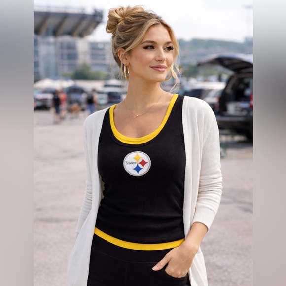Y2K Pittsburgh Steelers Fitted Long Tank Top Women’s L | NFL Game Day Black Gold - Picture 7 of 7